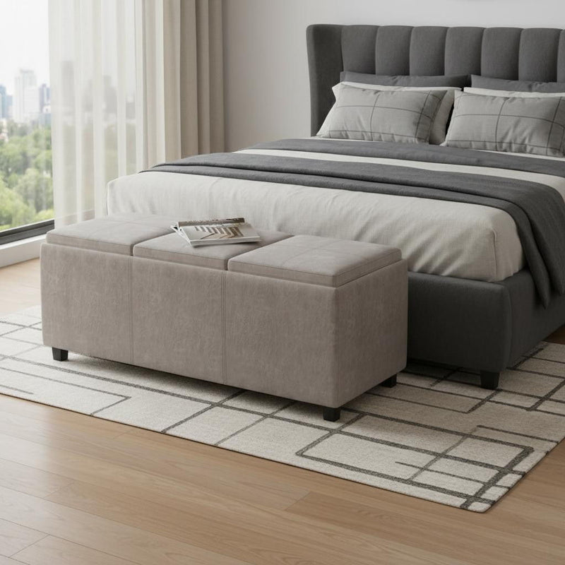 Upholstery Storage Ottoman - Gray / Dark Brown