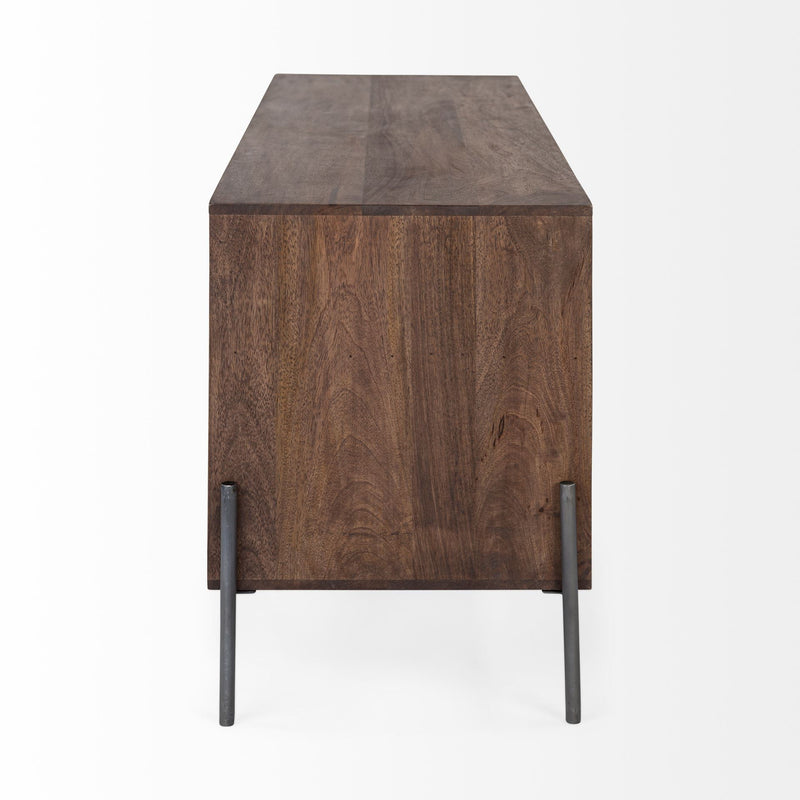 Solid Wood Console Table With Shelves - Brown And Black
