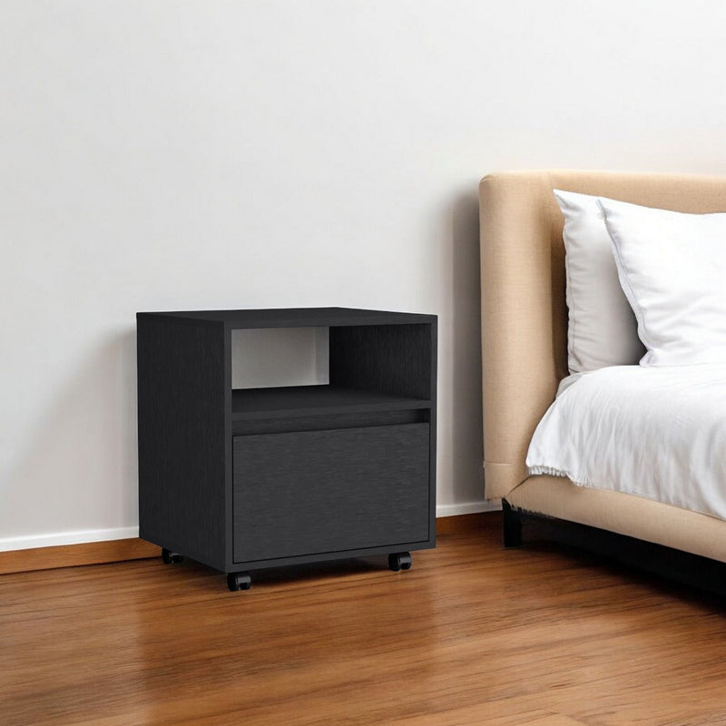 21" One Drawer Nightstand With Integrated Tech - Black