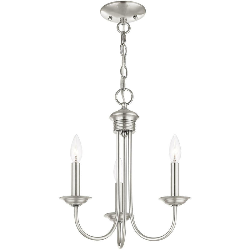 16" Three Light Dimmable Chandelier With Shades - Nickel