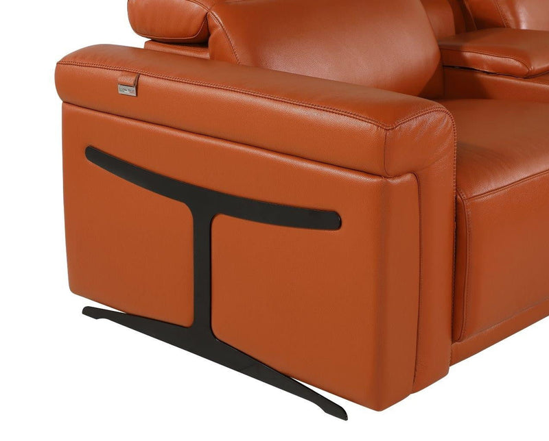 Italian Leather Modular L Shaped Six Piece Corner Sectional With Console - Camel