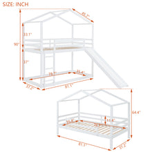 Load image into Gallery viewer, Twin Over Twin Bunk Bed with Roof, Slide and Ladder, White
