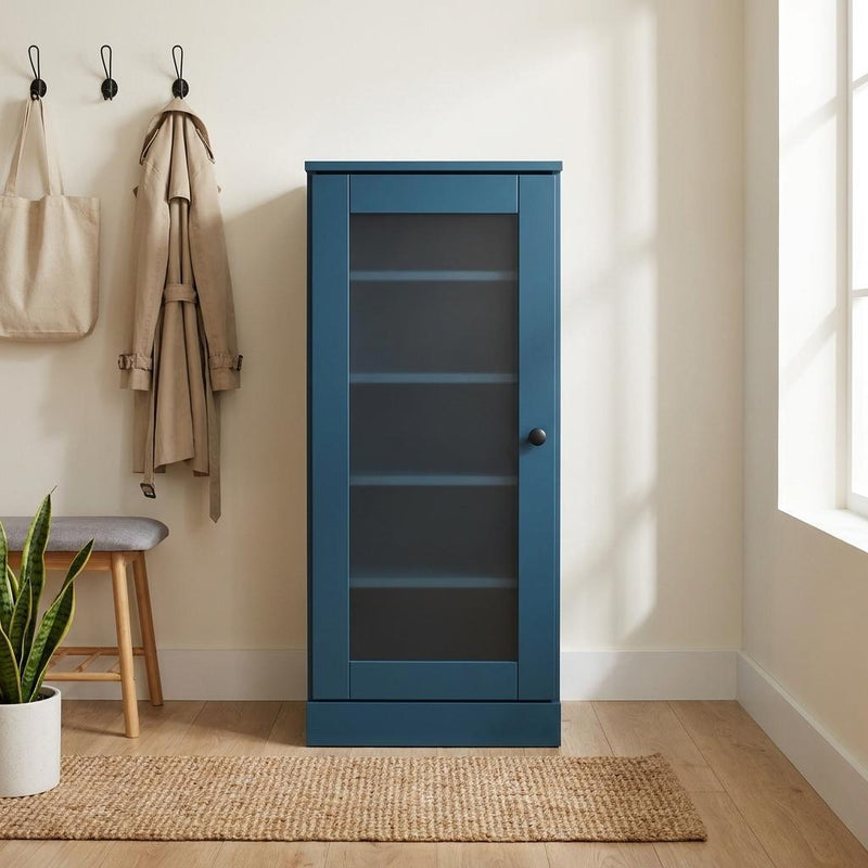 Ten Pair Solid Woodshoe Storage Cabinet (752263) - Teal Blue