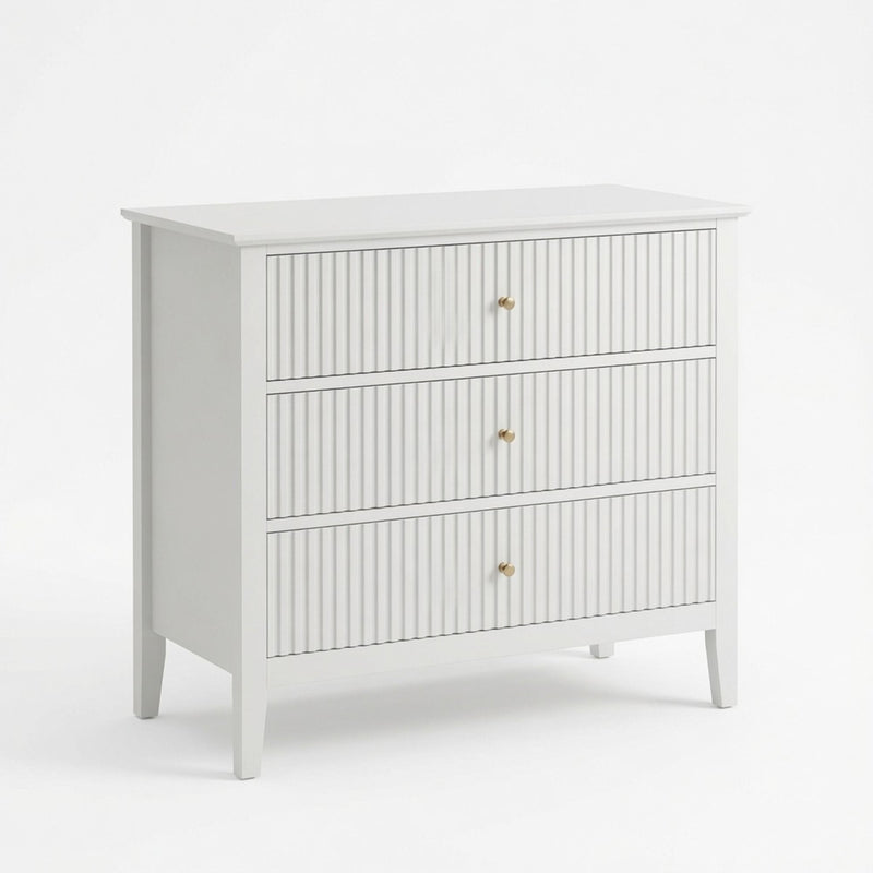 3 Drawer Nightstand, Wide With Soft Close Slides - White