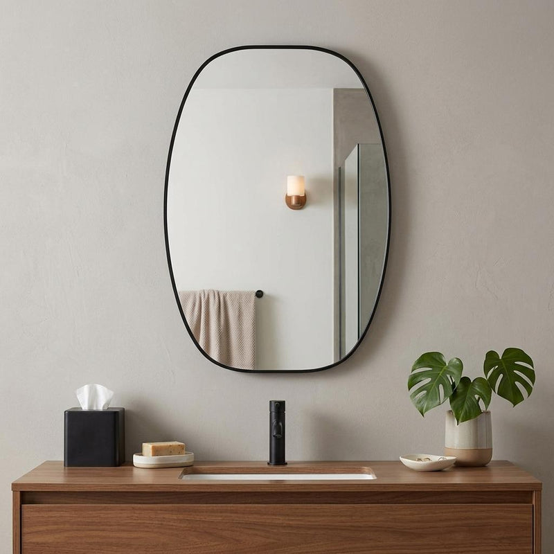 Aluminum Oval Framed Bathroom Vanity Mirror (756114) - Black