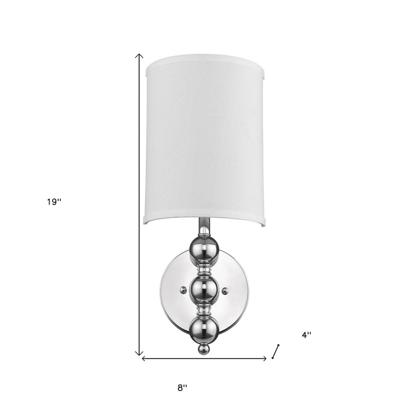 Wall Light With Linen Fabric Shade - Chrome Silver