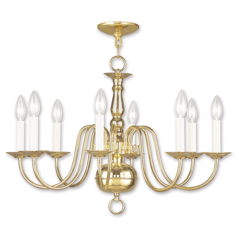 18'' Eight Light Dimmable Chandelier With Shades - Brass