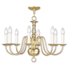 Load image into Gallery viewer, 18'' Eight Light Dimmable Chandelier With Shades - Brass
