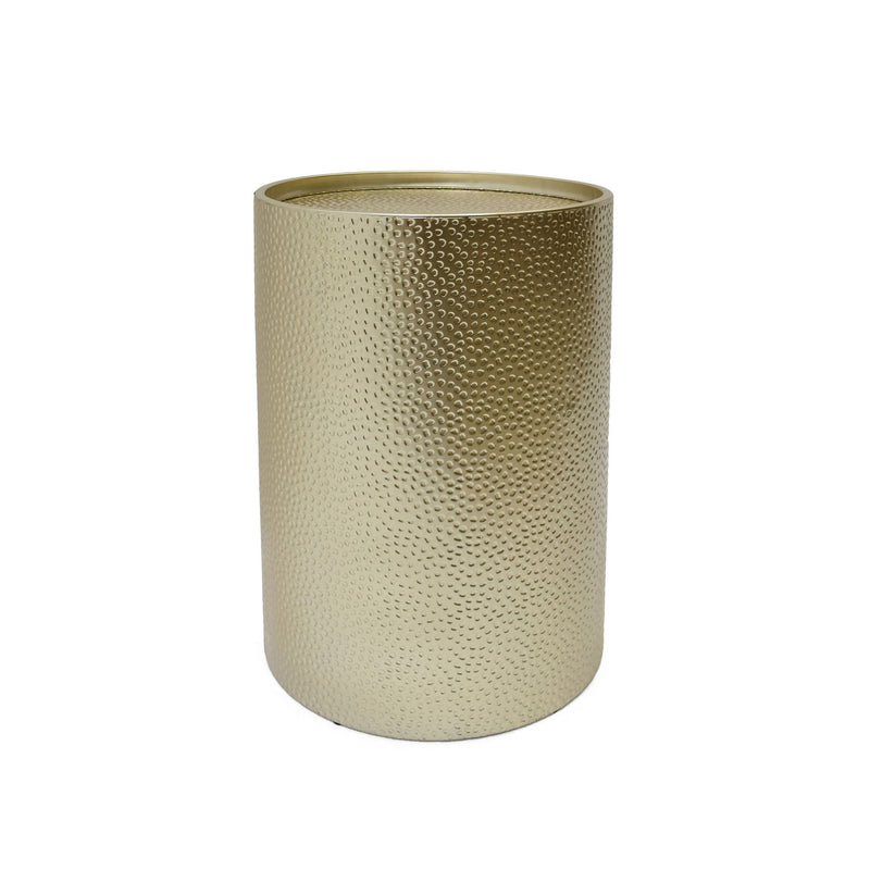 Modern Round Accent Table With Hammered Surface