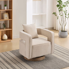 Load image into Gallery viewer, Swivel Accent Open Back Barrel Chair With Weathered Base
