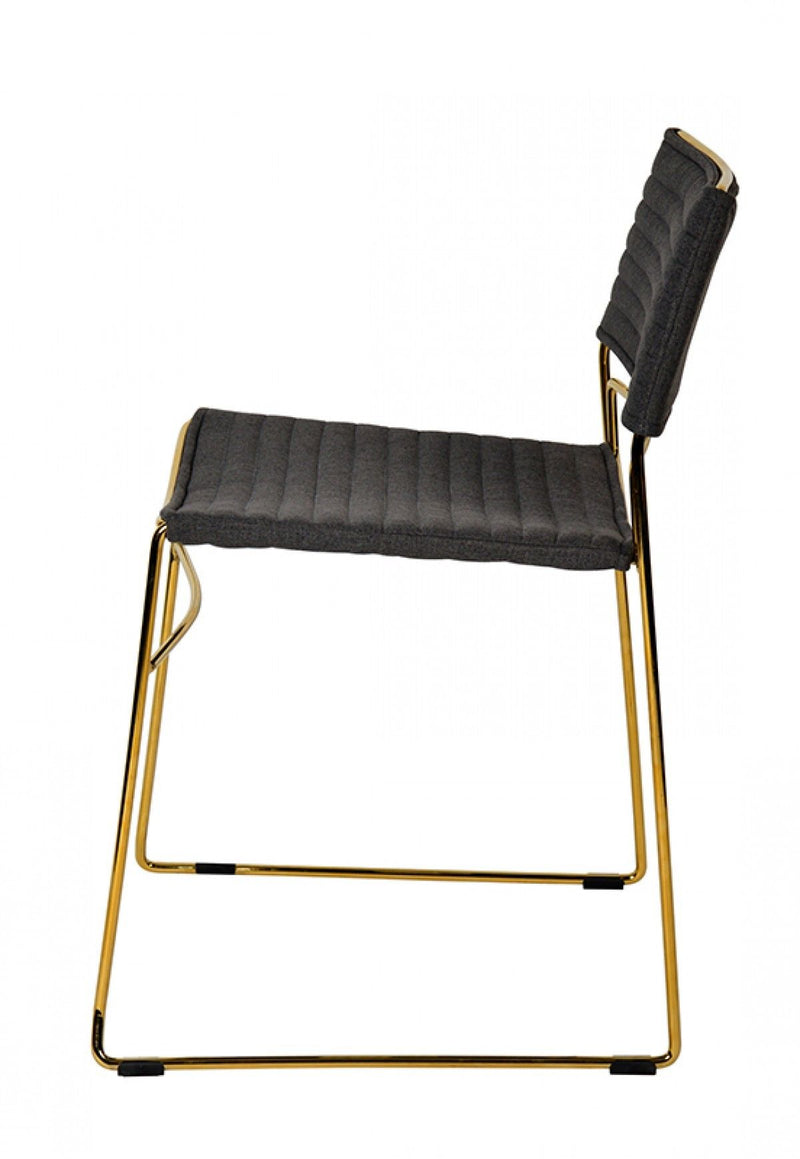 Fabric Dining Chairs (Set of 2) - Gray / Gold