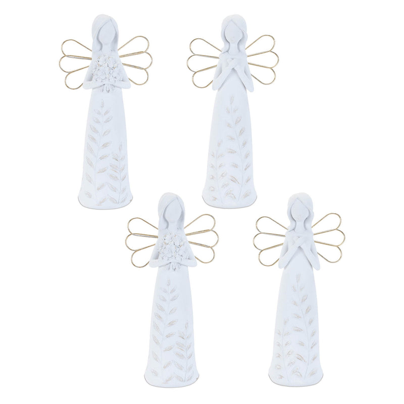 Poly Angel Figurine (Set of 2) - White / Gold
