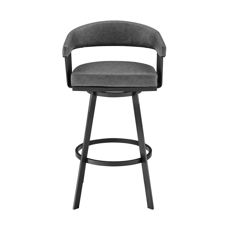 29" Iron Swivel Low Back Bar Height Bar Chair - Gray And Black