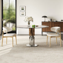 Load image into Gallery viewer, Round Dining Table &amp; Tempered Glass Top - Brown
