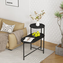 Load image into Gallery viewer, Round Coffee Table With Storage Tray 2 Tier Oval End Tables Wooden Small Side Table For Living Room
