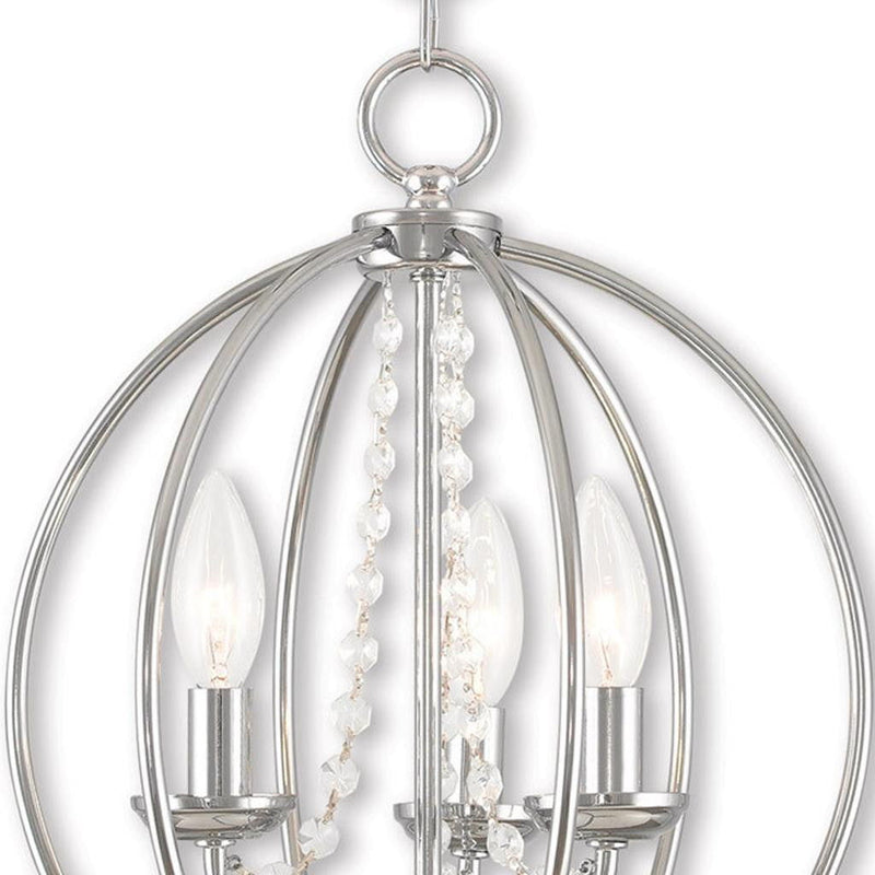 Three Light Dimmable Chandelier With Shades - Silver