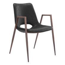 Load image into Gallery viewer, Faux Leather Steel Open Back Dining Arm Chairs (Set of 2) - Black
