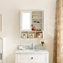 Load image into Gallery viewer, Bathroom Storage Cabinet, Medicine Cabinets For Bathroom With Mirror, 2 Doors 2 Adjustable Shelf &amp; 3 Christmas Style Storage Basket - White
