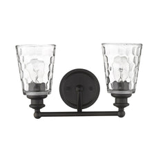 Load image into Gallery viewer, Metal And Pebbled Glass Two Light Wall Light - Bronze
