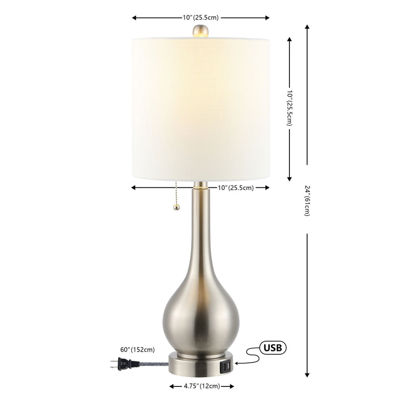 Gourd Table Lamps LED With Drum Shades (Set of 2) - Nickel