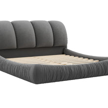 Load image into Gallery viewer, King Size Luxury Upholstered Bed with Thick Headboard, Velvet King Bed with Oversized Padded Backrest, Gray(Expect Arrive date 2024/3/15)
