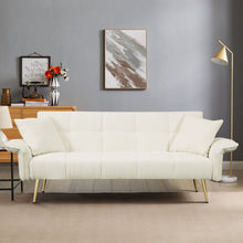 Load image into Gallery viewer, Convertible Double Futon Sofa Bed With Folding Armrests For Living Rooms
