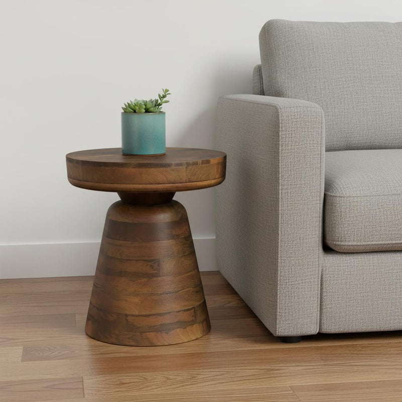 Wood Round End Table - Brown