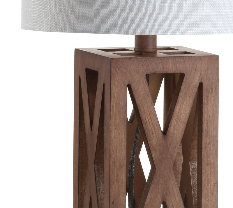 Table Lamp With Drum Shade - Brown