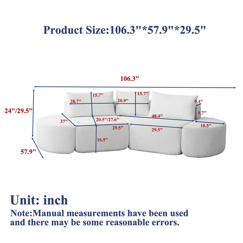 V - Shaped Modular Sofa Set With 3 Pillow