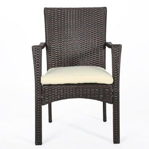 3 Piece Bistro Set With Water Resistant Cushions And 2 Chairs - Brown Multi