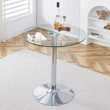 Load image into Gallery viewer, Modern Minimalist Circular Glass Dining Table With Electroplated Metal Legs 35" Diameter - Transparent
