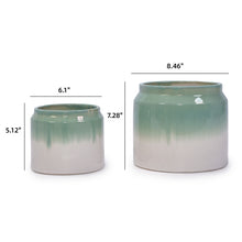 Load image into Gallery viewer, Gradient Flowerpot (Set of 2), Planter For Patio, Garden, Windowsill - White / Green
