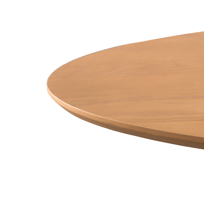 Double Pedestal Base Oval Wood Dining Table - Light Brown / Natural