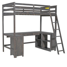 Load image into Gallery viewer, Loft Bed With U-Shaped Desk, Drawers, And Storage Shelves
