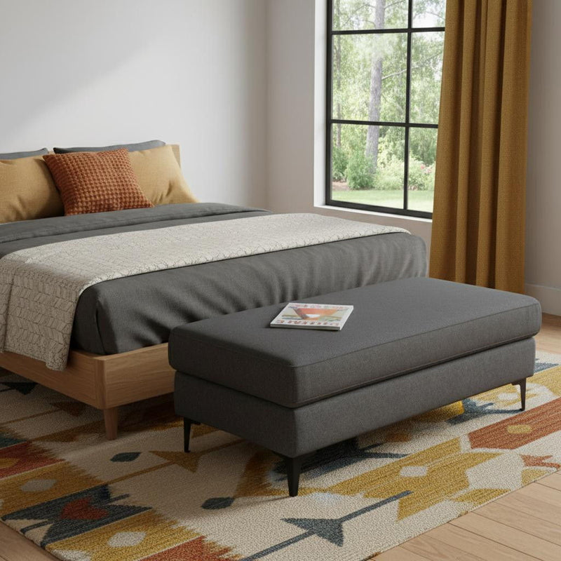 48" Fabric Ottoman - Gray / Black