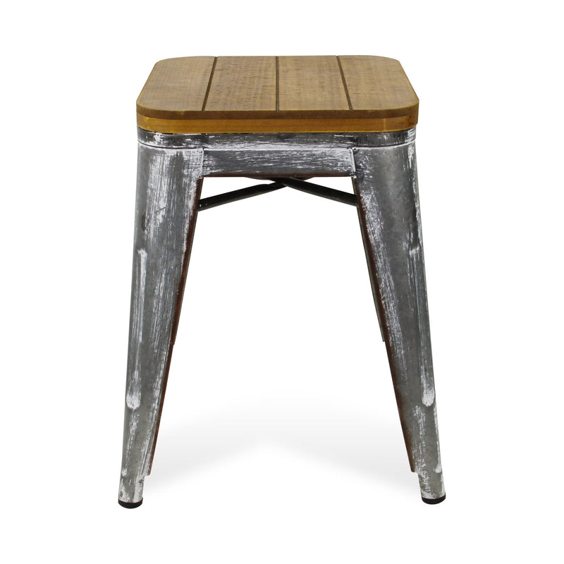 18" Industrial Wood Steel Backless Bar Chair - Gray