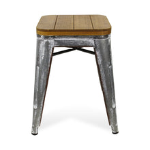 Load image into Gallery viewer, 18" Industrial Wood Steel Backless Bar Chair - Gray
