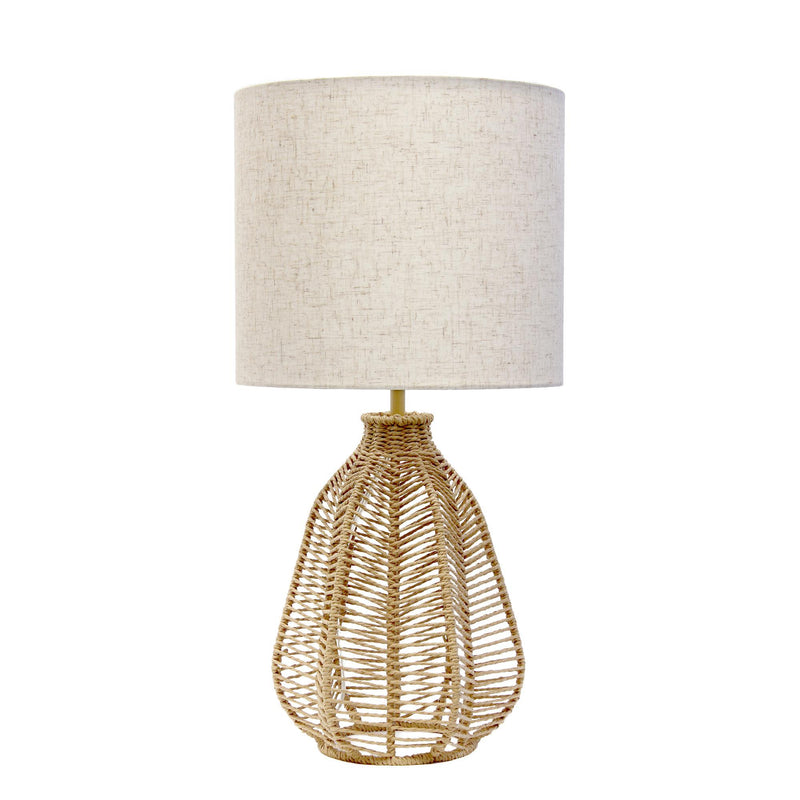 Rope Rattan Table Lamp With Drum Shade - Natural