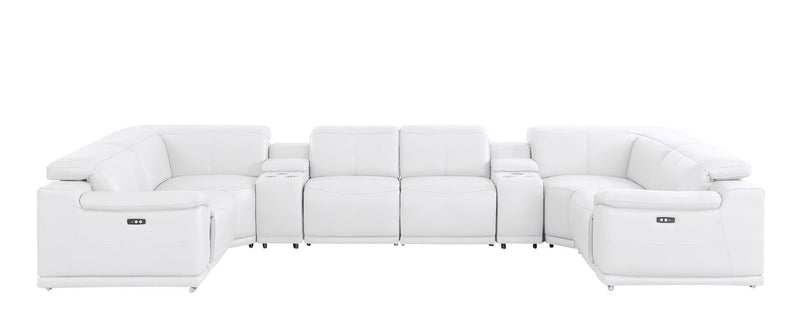 Leather Modular U-Shaped Eight Piece Corner Sectional With Console - White