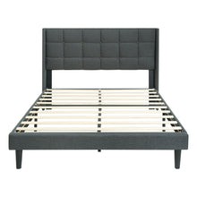 Load image into Gallery viewer, Queen Size Upholstered Platform Bed Frame With Button Tufted Linen Fabric Headboard - Dark Gray
