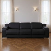 Load image into Gallery viewer, 103" Modern Italian Leather Reclining USB Sofa - Black
