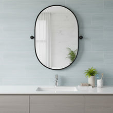 Load image into Gallery viewer, 32" Aluminum Oval Adjustable Tilting Framed Accent Mirror - Black
