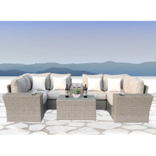 Load image into Gallery viewer, Outdoor Wicker Sectional With Weather Resistant Cushions And Table
