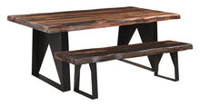 Load image into Gallery viewer, 80" Solid Wood And Metal Sled Base Dining Table - Dark Brown
