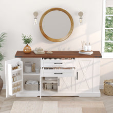 Load image into Gallery viewer, Barn Door Storage Cabinet With 2 Drawers &amp; Door Rack, Adjustable Shelves
