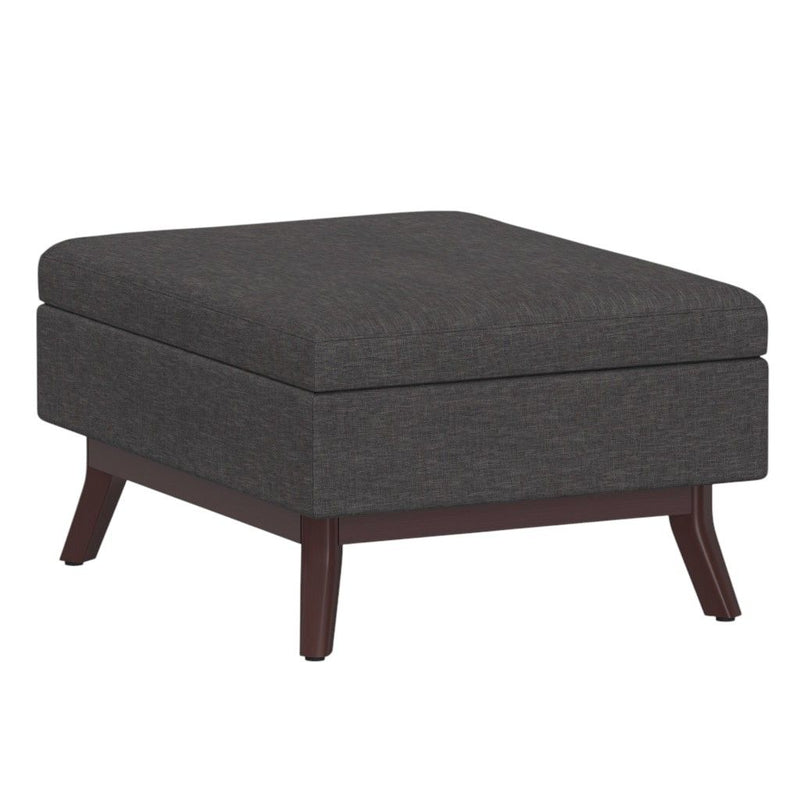 34" Cocktail Ottoman With Storage - Gray / Brown