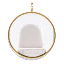 Load image into Gallery viewer, Acrylic And Faux Leather Hanging Balloon Chair - White And Gold
