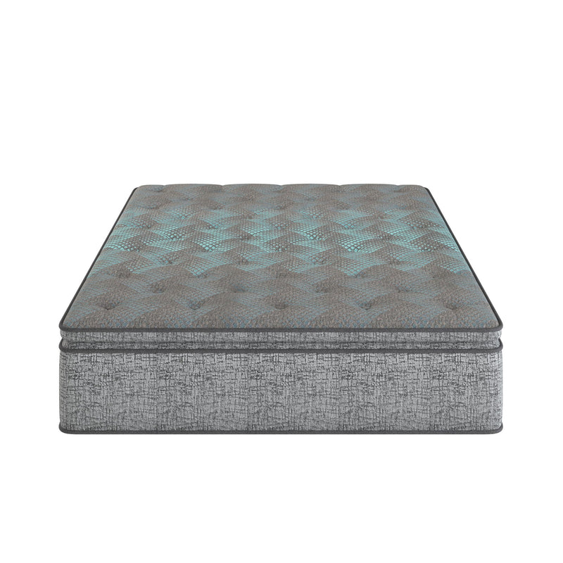 Comfort Care - 12" Hybrid Euro Top Mattress, Plush Comfort With Individual Pocketed Coil - Gray / Blue - Twin