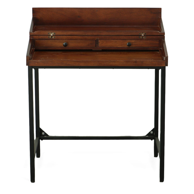 Secretary Desk With Two Drawers - Chestnut / Black