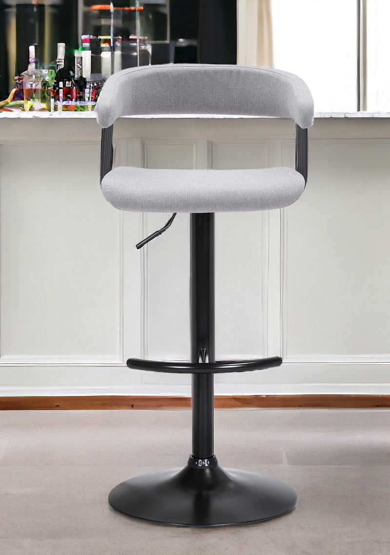 Fabric With Metal Swivel Adjustable Height Bar Chair (534474) - Light Gray And Black